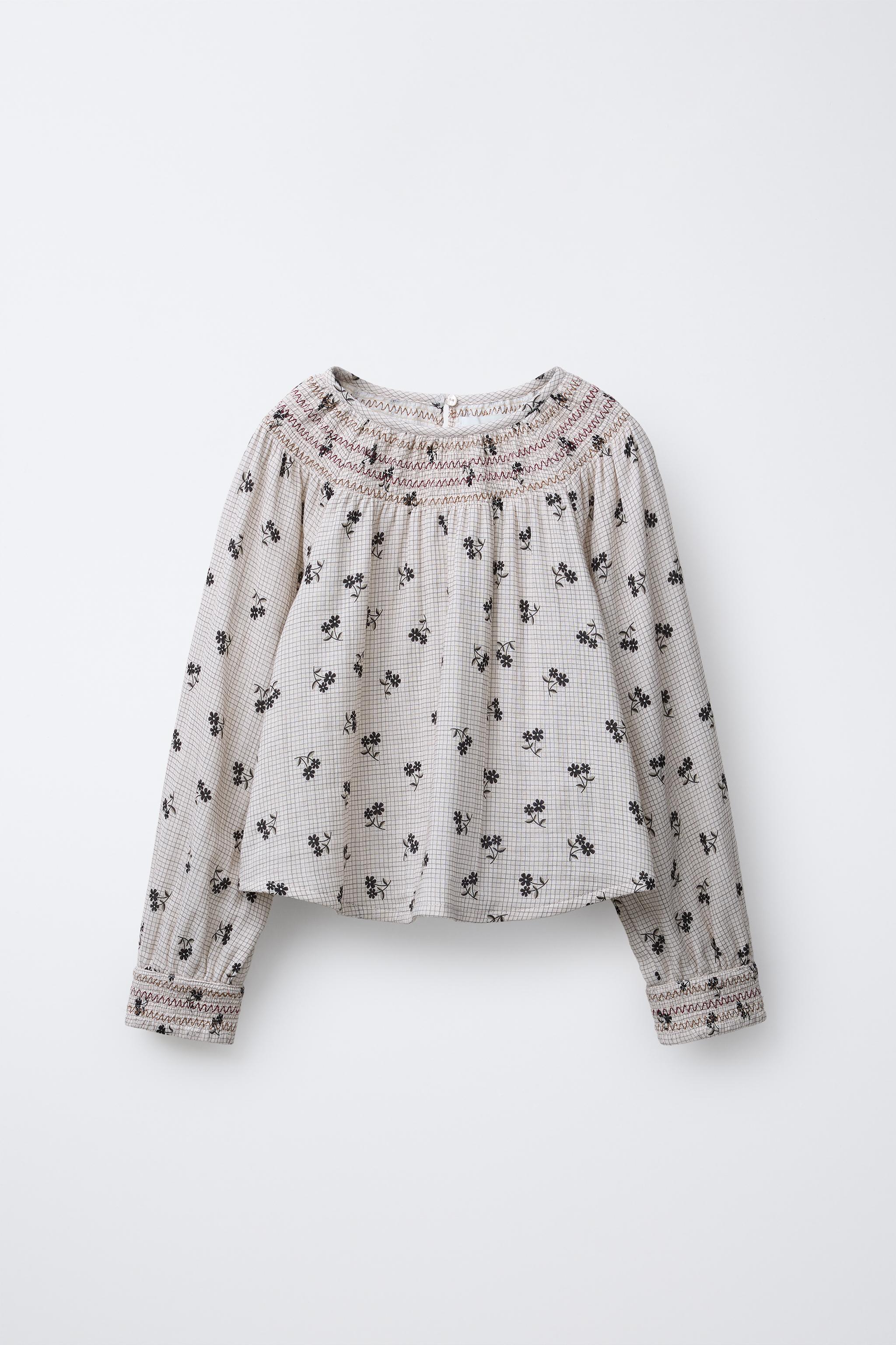 BLOUSE À CARREAUX ET FLEURS